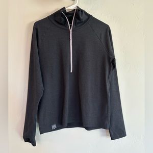 Oiselle heavy lux half zip in black, size medium